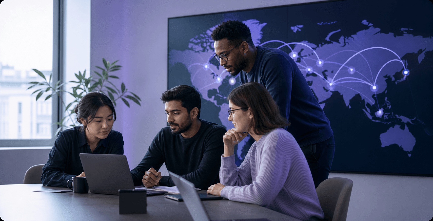 An international operations team collaborating across global markets